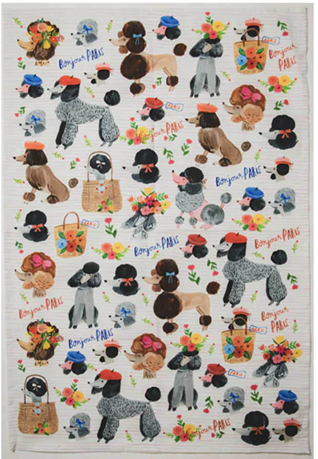 Ooh La La Poodle Tea Towel