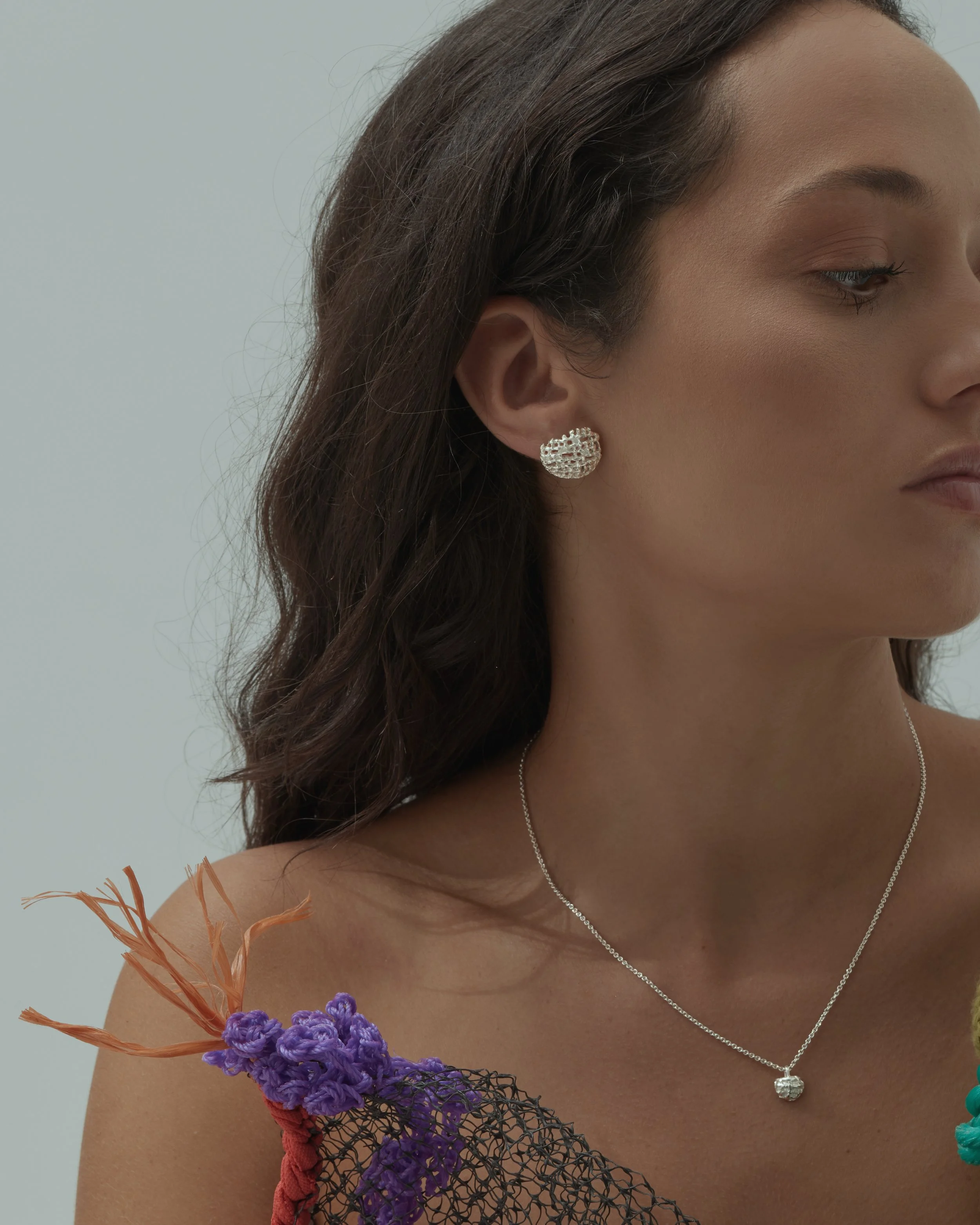 Mesh Silver Earrings