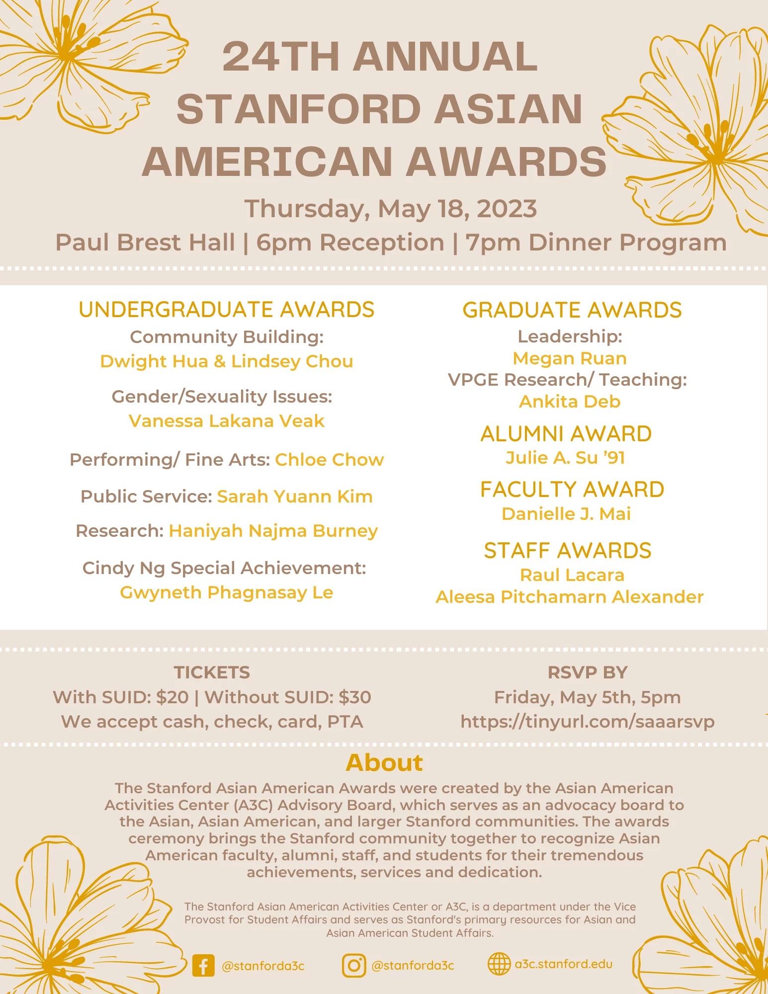 flyer with awardee names