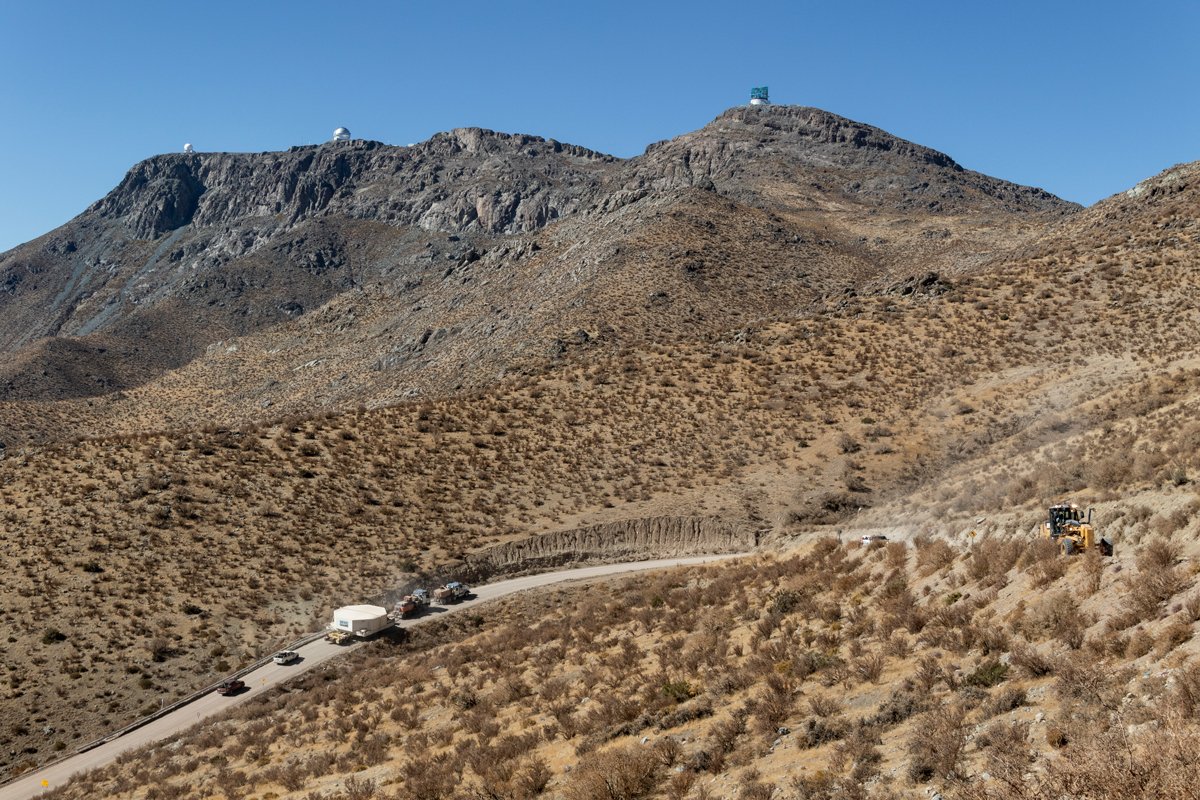 Primary LSST mirror being transported to Cerro Pachón, 2019. Credit: Rubin Observatory/NSF/AURA 