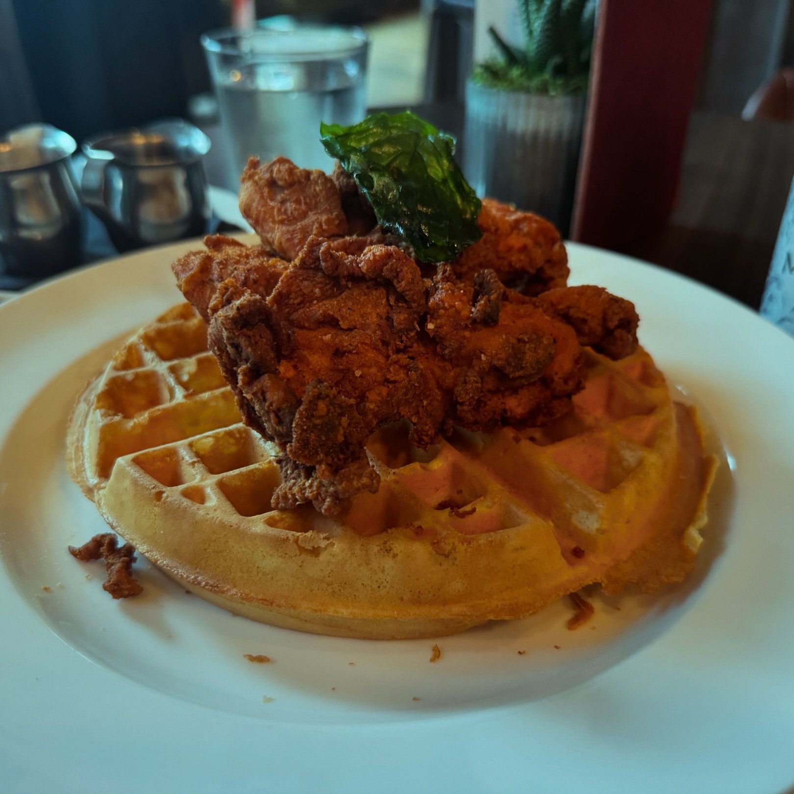Lunch is at 2 so I figured I needed to pre-game some chicken and waffles.