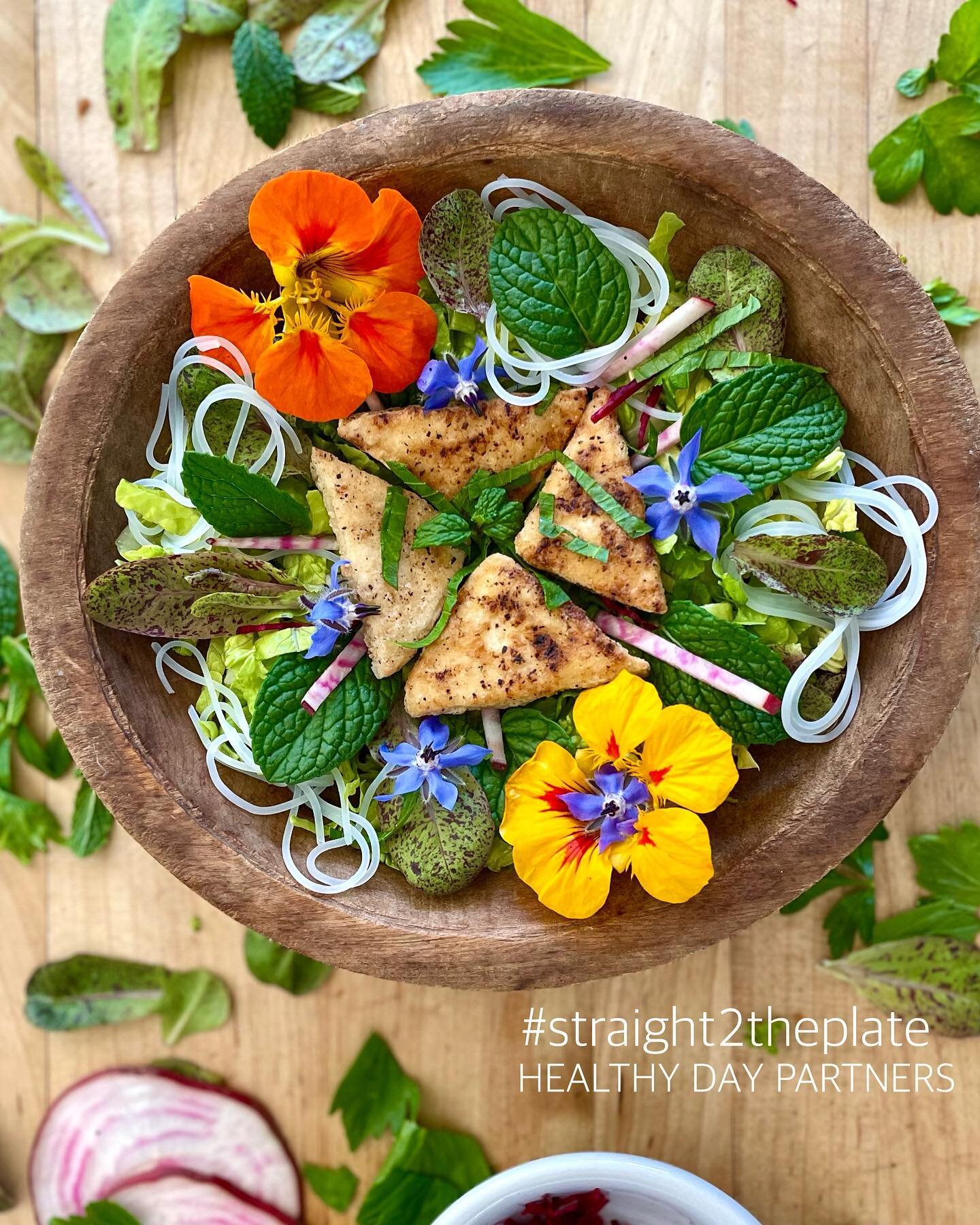 Straight 2 the Plate&reg; Summer Roll Salad for the win! 
From a simple harvest of mint, parsley, celery leaves, baby lettuce, beets, nasturtium and borage flowers to an instant and delicious seasonal salad. The mojito mint is the star of this meal. 