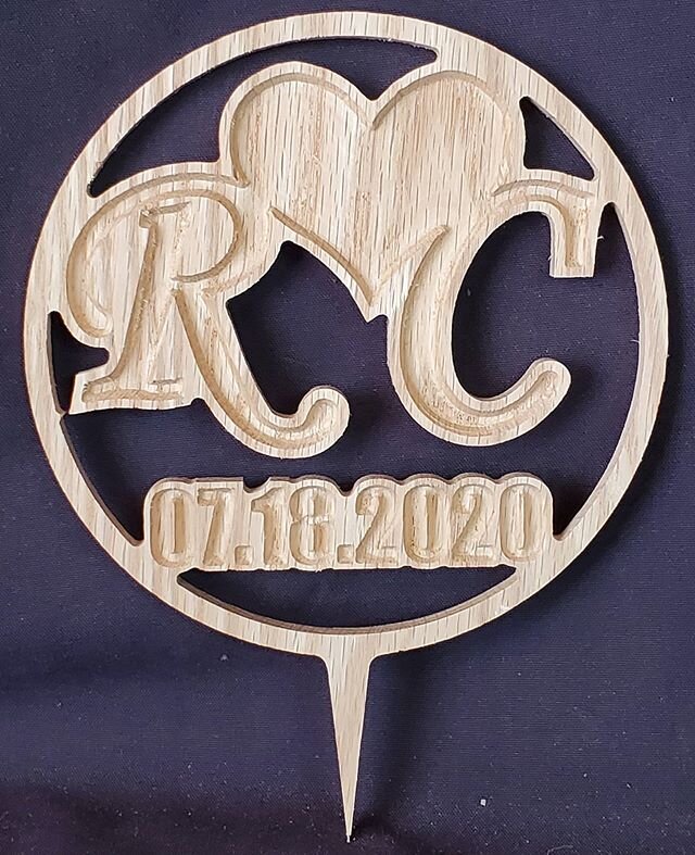 Turned out great! @vectricltd @inventables @hilliardchamber #ohiomade #wedding #cake #caketopper #oak #summerwedding #savethedate #cncrouting #cnc #alloccasions