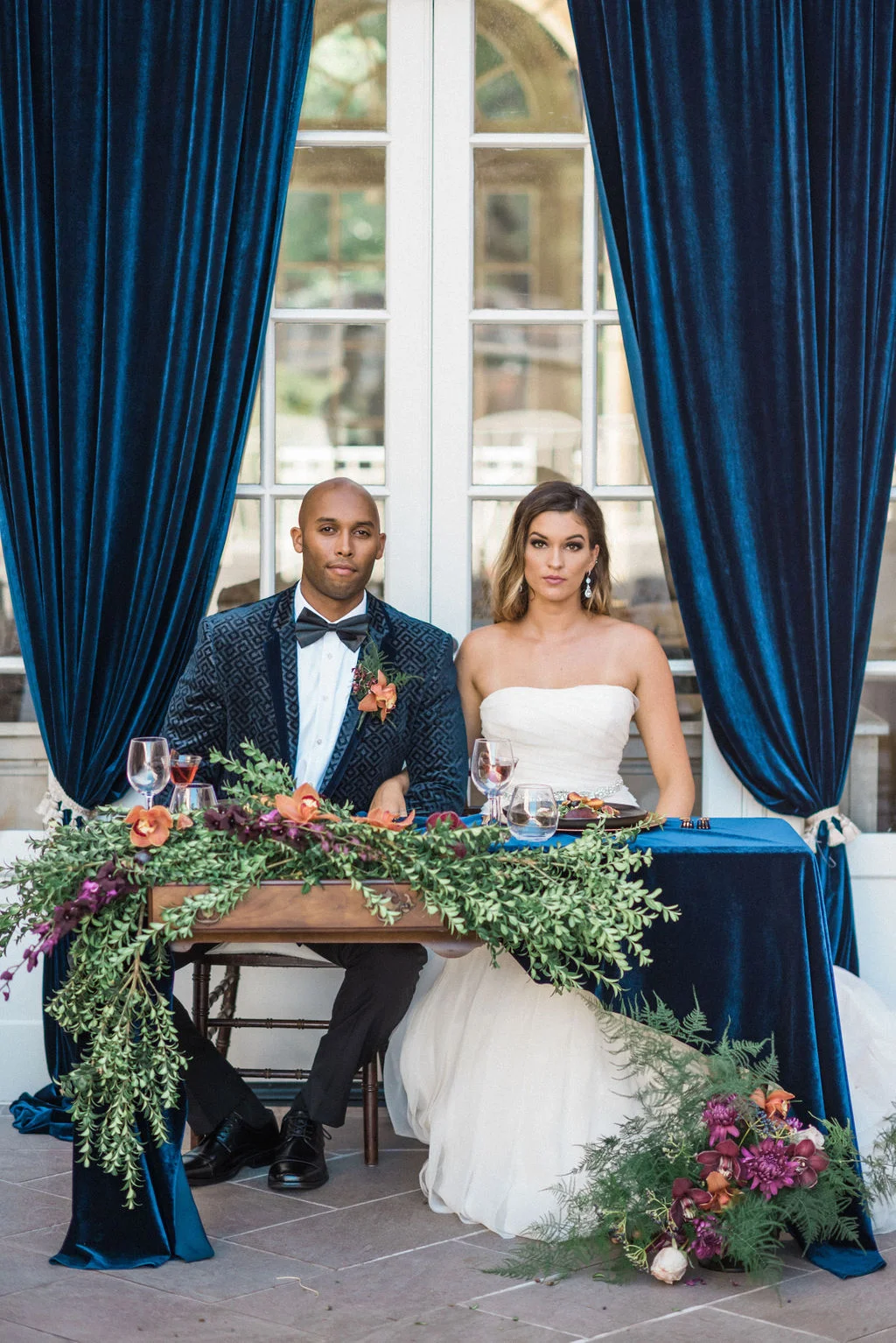 Blue velvet wedding dress on sale