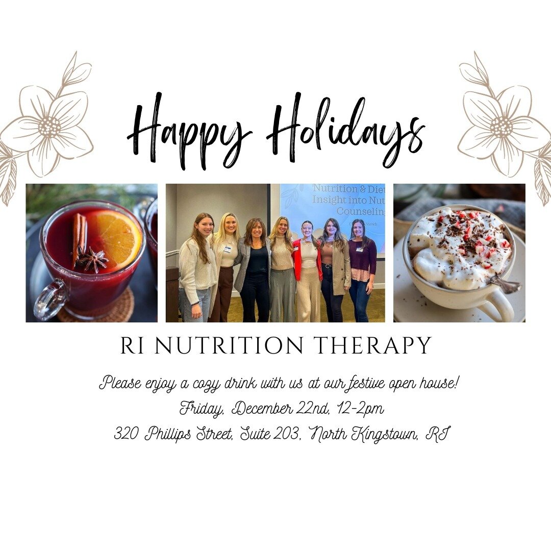 Remember to join us for our Holiday Open House! 

Friday, December 22nd from 12pm-2pm!

Please enjoy a cozy drink with us!

🎅❤️🎉

#dietitian #dietitiansofig #holidayparty #RINT