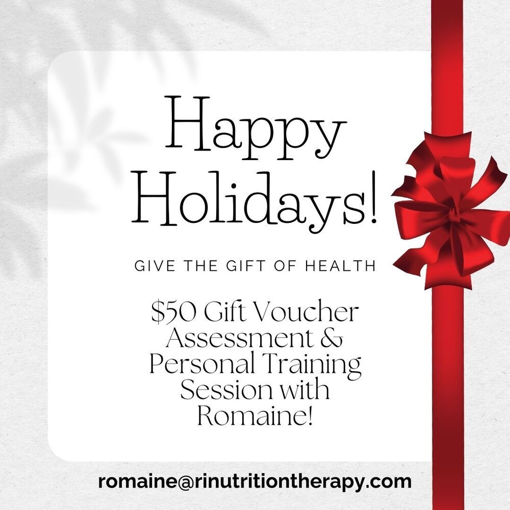 Romaine is my personal trainer and she is wonderful! If you would like to give the gift of health this holiday season - for yourself or for a loved one - this is a fantastic gift to give. Email Romaine directly at romaine@rinutritiontherapy.com. Lear