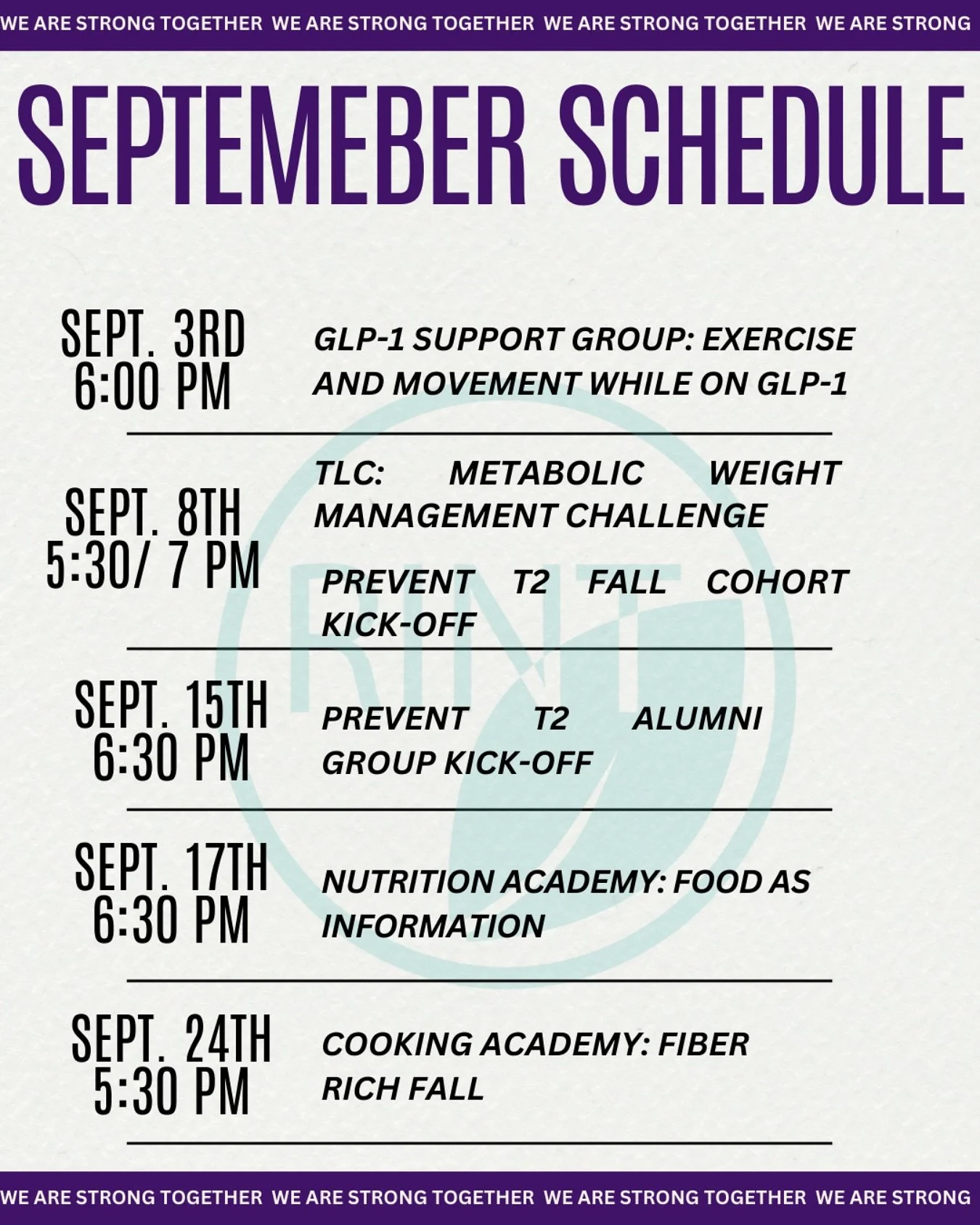 Sign up today for our Fall featured classes! We have a BUSY September in store for you. We hope to see you all on zoom 🥰 register at our website https://rinutritiontherapy.com/rint-events