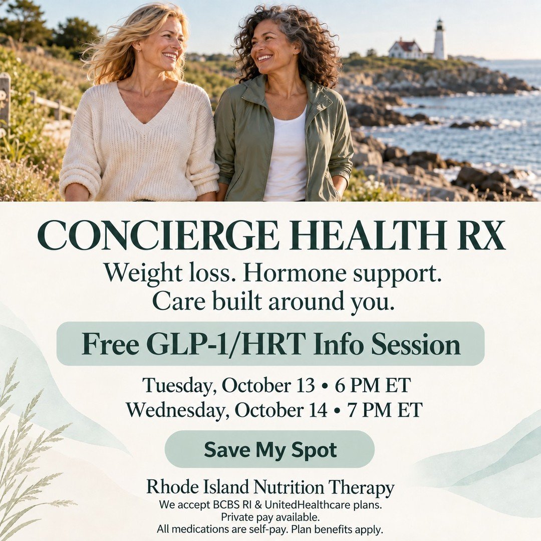 Weight loss. Hormone support. Care built around you.

Rhode Island women: explore Concierge Health Rx&mdash;a 12-week program combining a medical provider, a Registered Dietitian, and weekly group support.

Curious about GLP-1 medications or hormone 