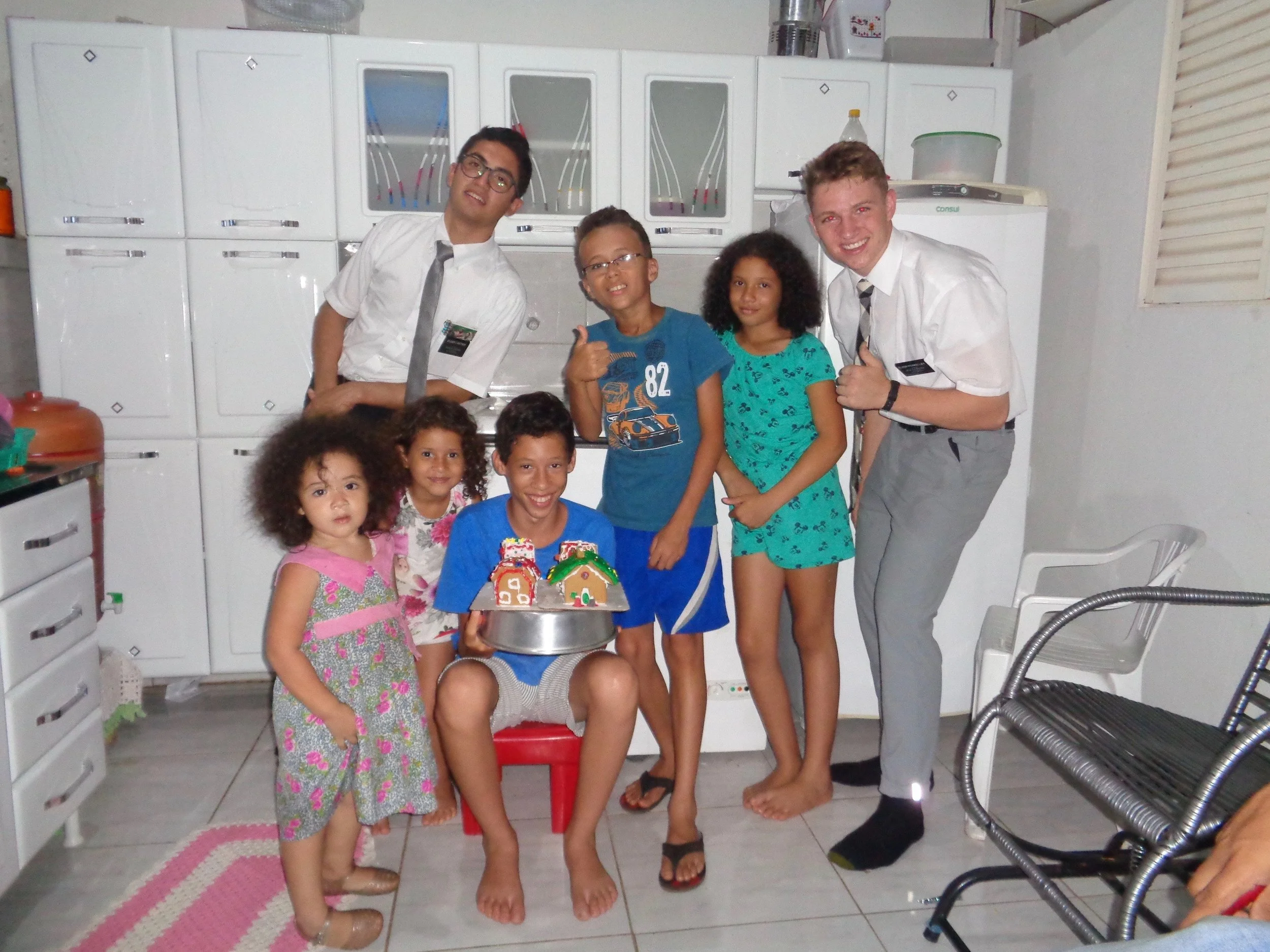 Christmas Ever 2018 - Gingerbread Houses (the first time any of them had tasted gingerbread - they LOVED it!)