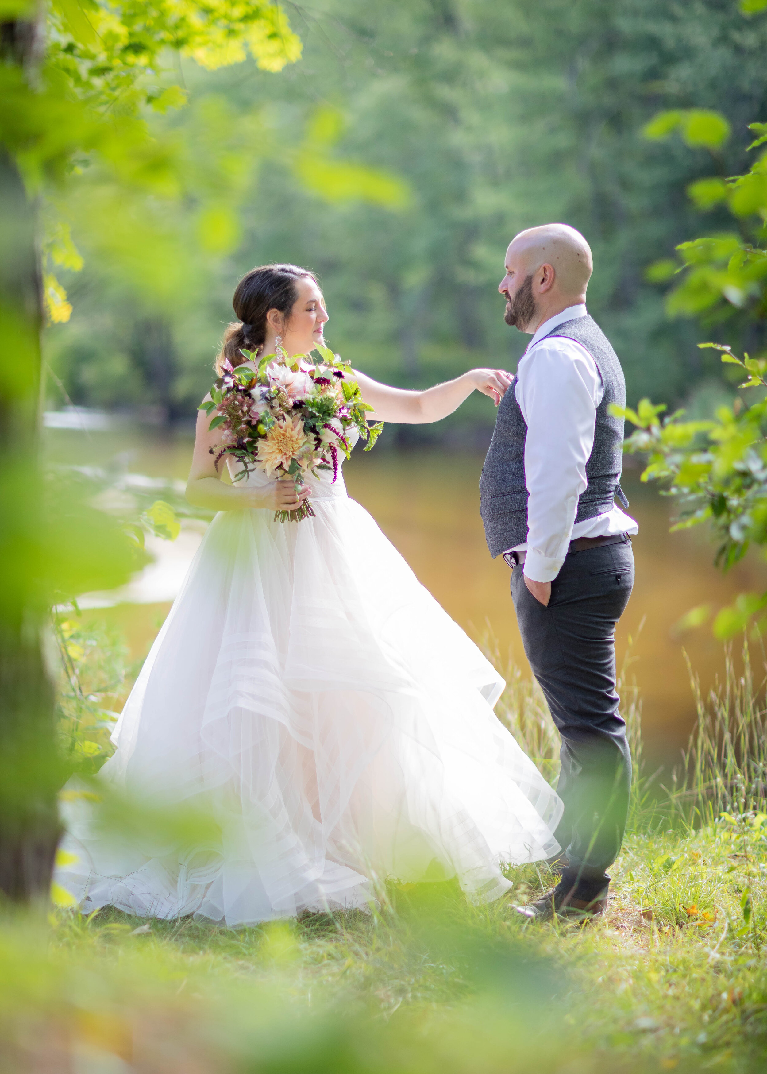  New Hampshire Wedding Photography - Jimmy Gray Photo - Nicole &amp; Matt - Hobbs Tavern Brewing Company - Ossipee, NH - Bride And Groom Candid Moment - Woodsy Riverside Bride &amp; Groom 