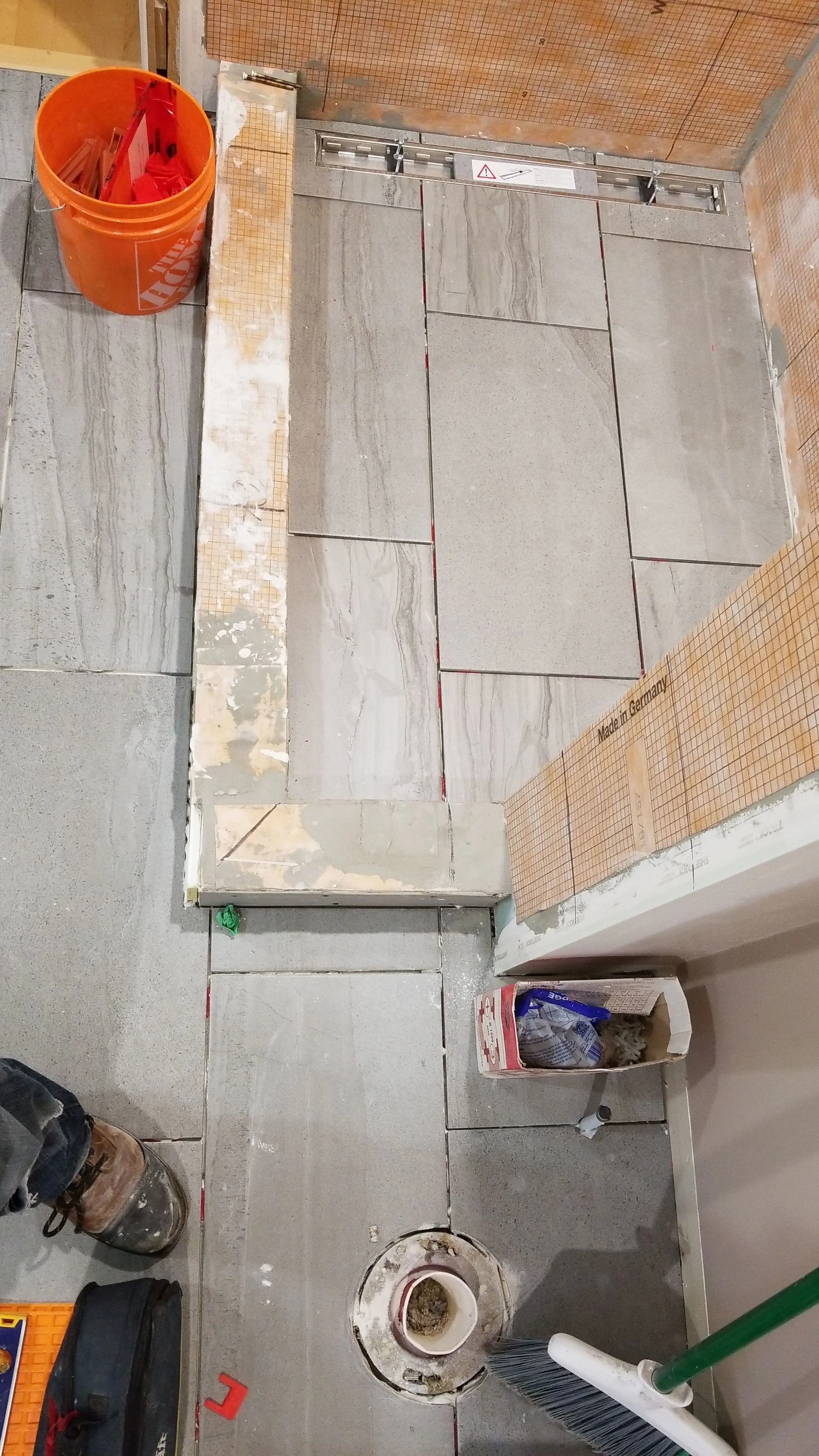  Linear drain with 12” x 24” tile (un-finished) 