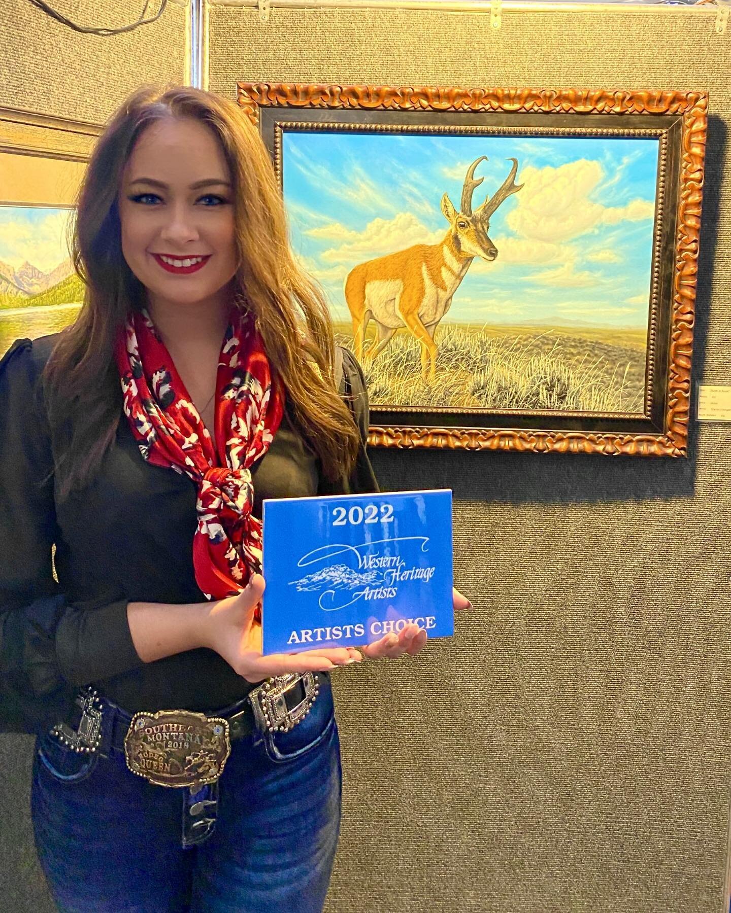 Among many talented artists, I&rsquo;m so honored to have been voted Artists Choice with my original piece &ldquo;Room to Roam&rdquo; at the @western_heritage_artshow!

#antelope #art #artist #artshow #cowboyart #cowgirlart #fineart #montana #montana