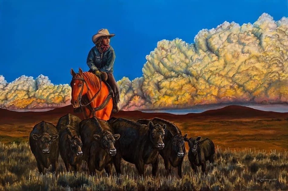 Happy International Women&rsquo;s Day! 
Let&rsquo;s tip our hats to all the fierce, resilient, and hardworking women in our lives.

#art #artist #blackangus #cowgirl #cowgirlart #fineart #horse #internationalwomensday #montana #montanaartist #oilpain