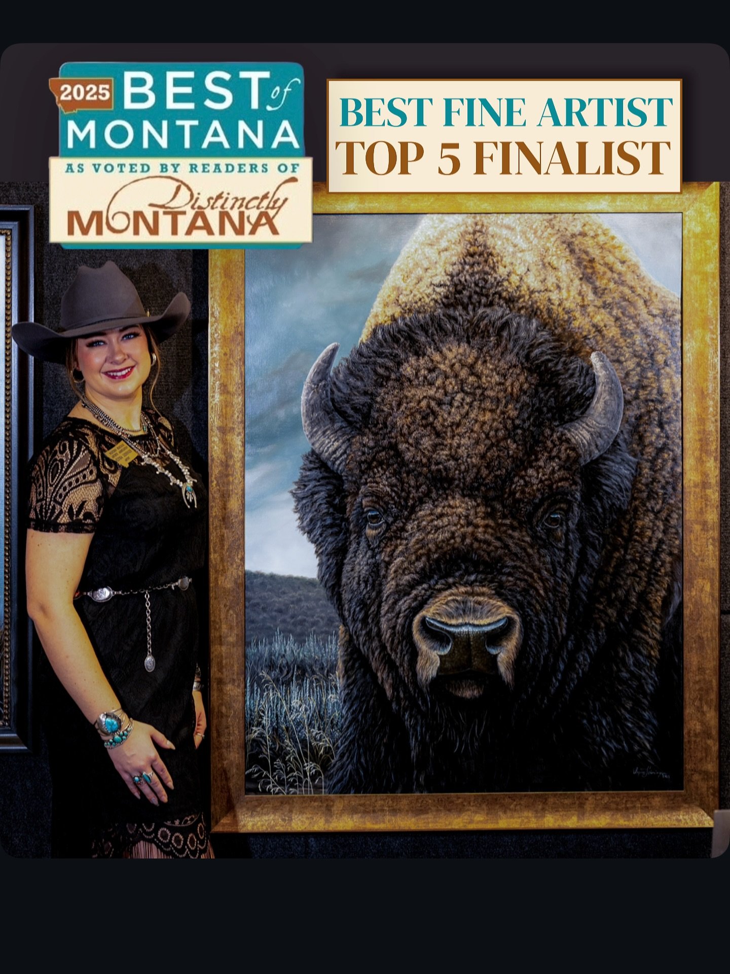 I am stunned and honored to have been nominated as one of the top five finalists for Best Fine Artist in the Best of Montana contest by @distinctlymontana Magazine! Voting is now open and if you&rsquo;re inclined, I would sincerely appreciate your vo