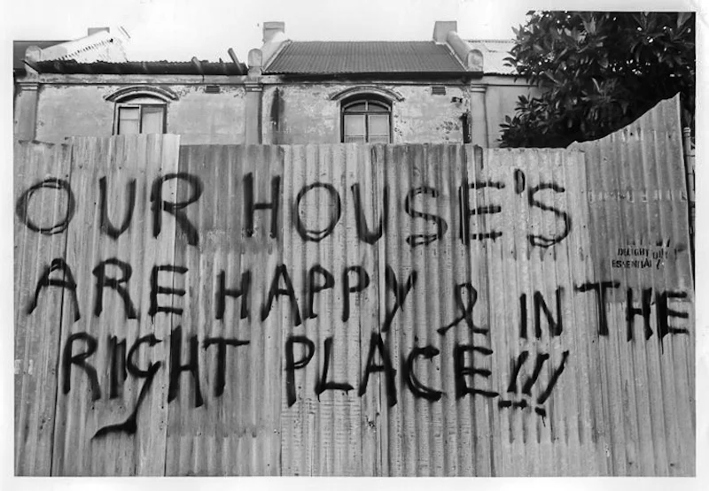 Our houses are happy. Point &amp; Scott Sts. eviction of squatters, 1980s