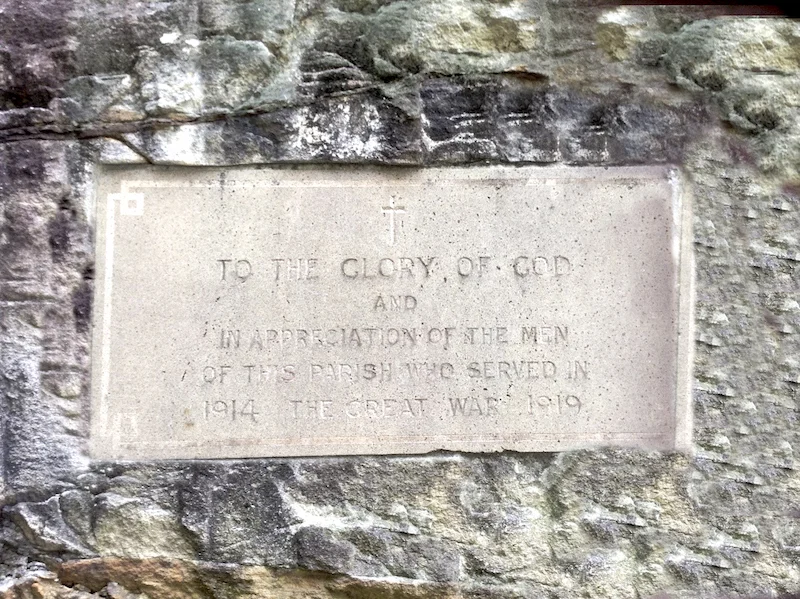 Plaque to commemorate men who served in World War I