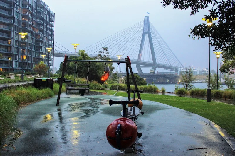 Playground in the rain