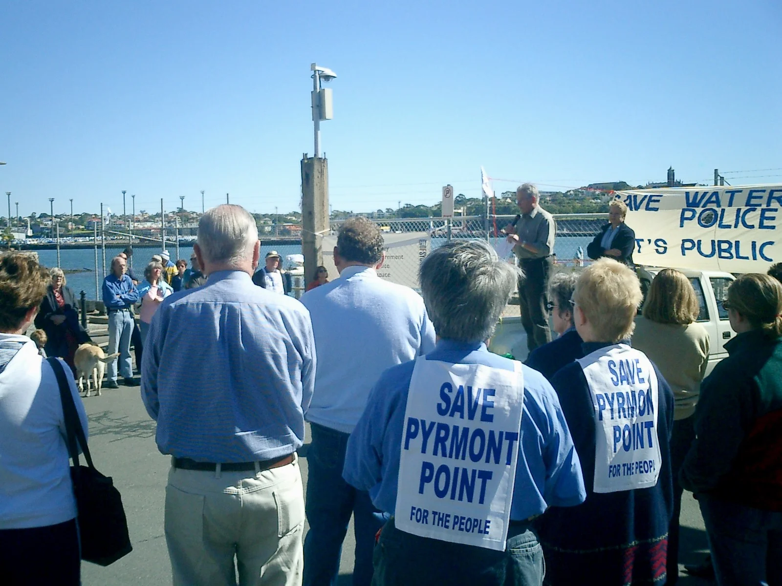 John McInerney at Friends of Pyrmont Point rally 2 May 2004