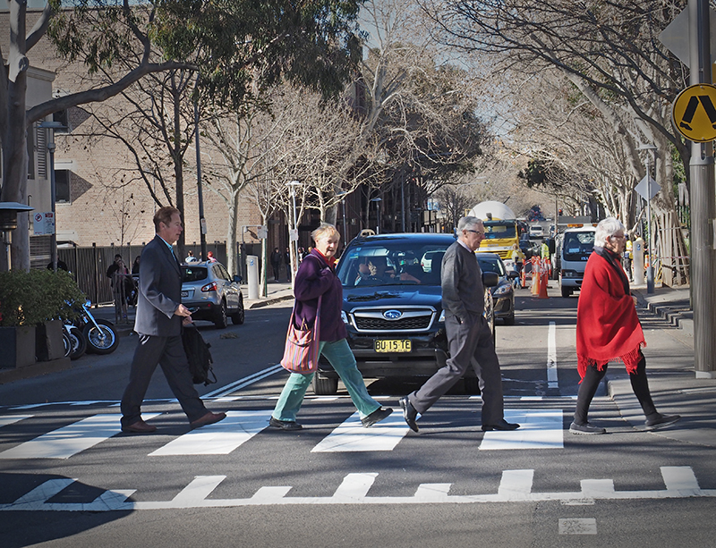 Pyrmont Action members on pedestrian crossing
