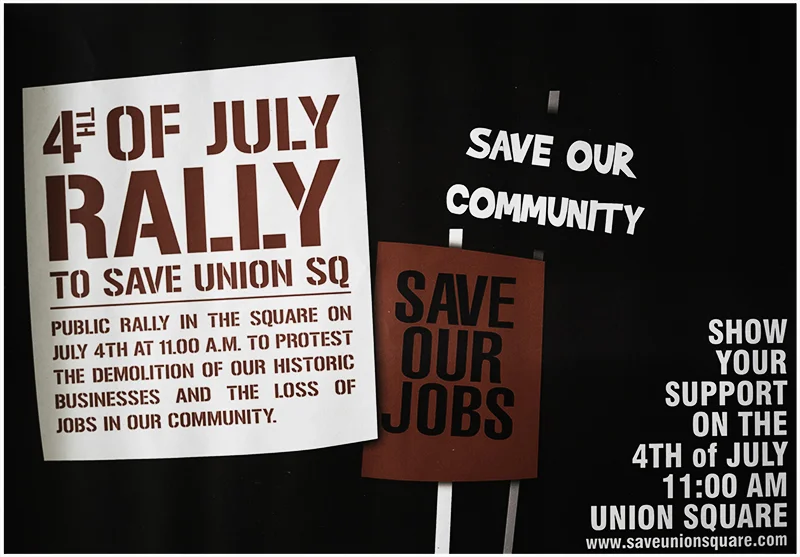 Save Union Square rally sign