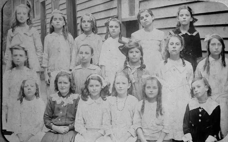 St. Bede's class pre-1924. old school on right