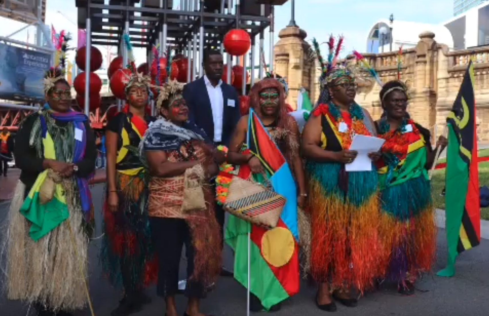 Custom Women and ASSIPJ Board delegation at Australian South Sea Islander dignitary flag raising