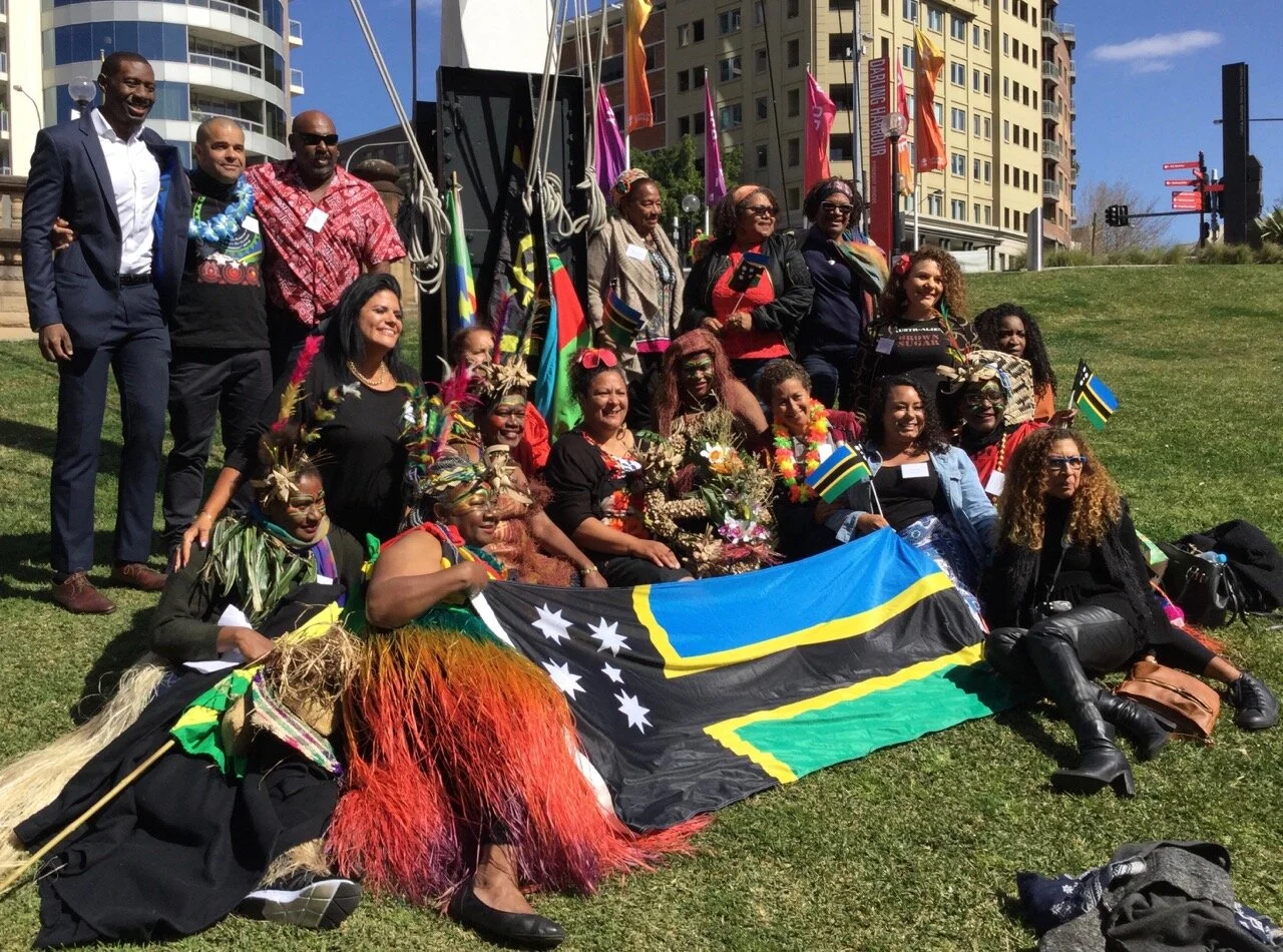 Australian South Sea Islanders with their flag