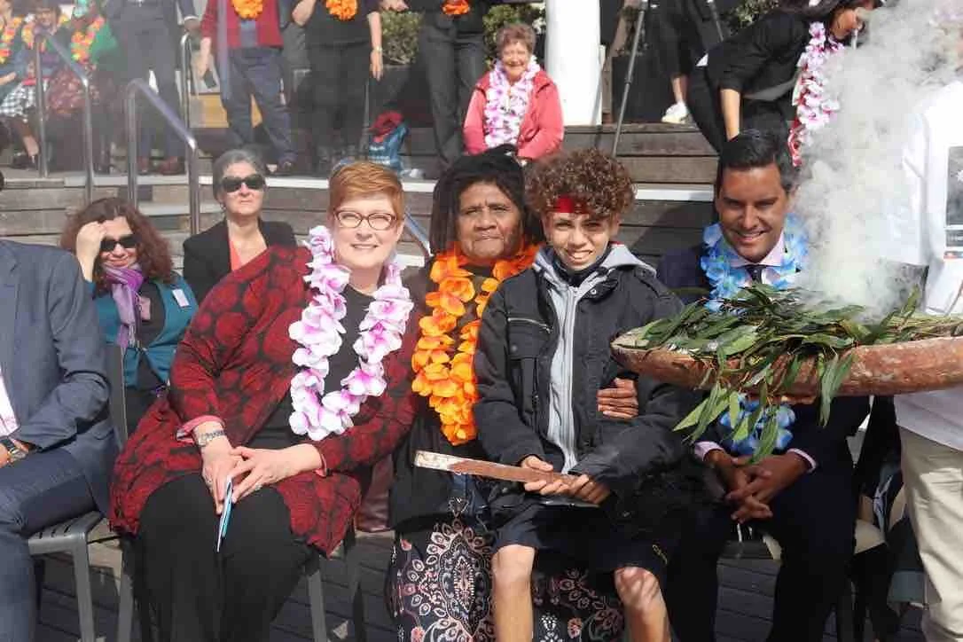  (left) Australian Foreign Minister the Hon. Marise Payne, ASSIPJ Patron/Founder Aunty Shireen Malamoo, Member for Sydney Mr. Alex Greenwich