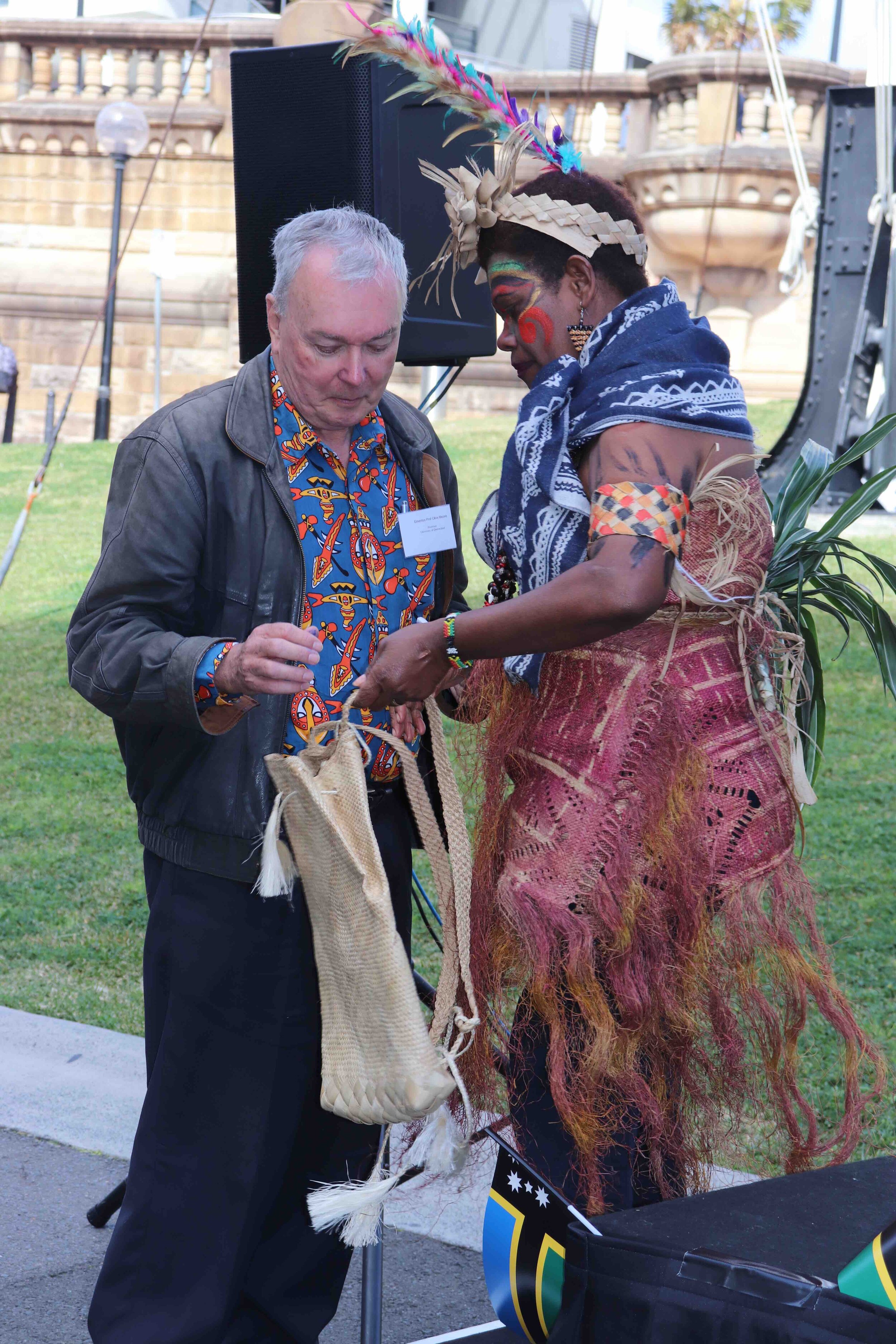 Custom women Rosalie Vatu traditional gift ceremony to EM/Prof. Clive Moore
