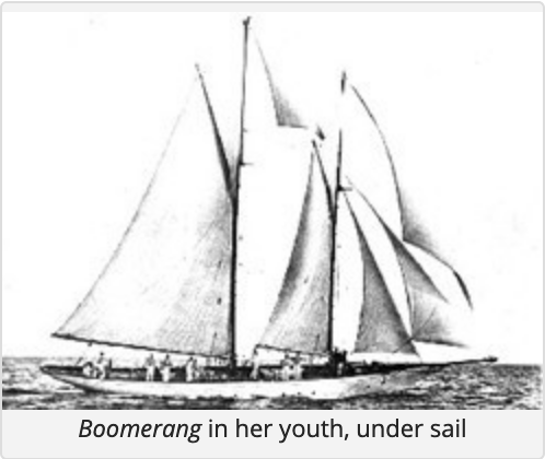 Boomerang in her youth, under sail