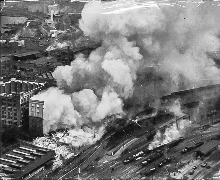 Fire at the Goldsbrough wool store