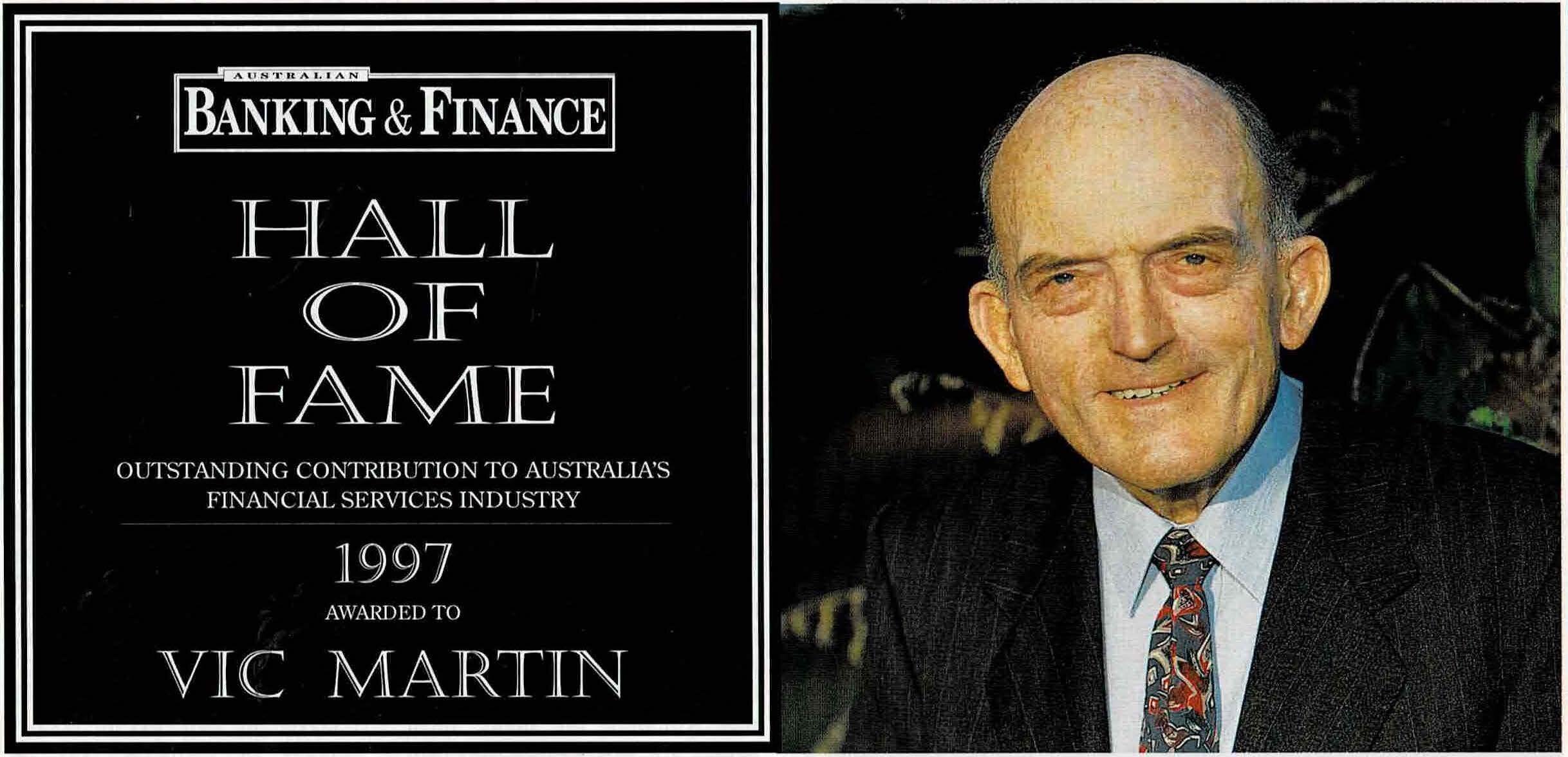 Inducted into the Banking &amp; Finance Hall of Fame 1997