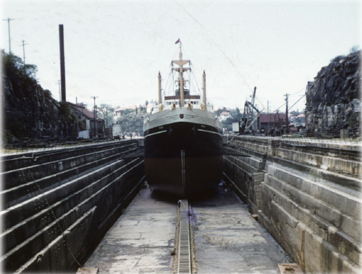 MV Rona (2) in Woolwich dry dock