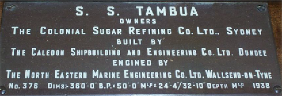 SS Tambua name plate