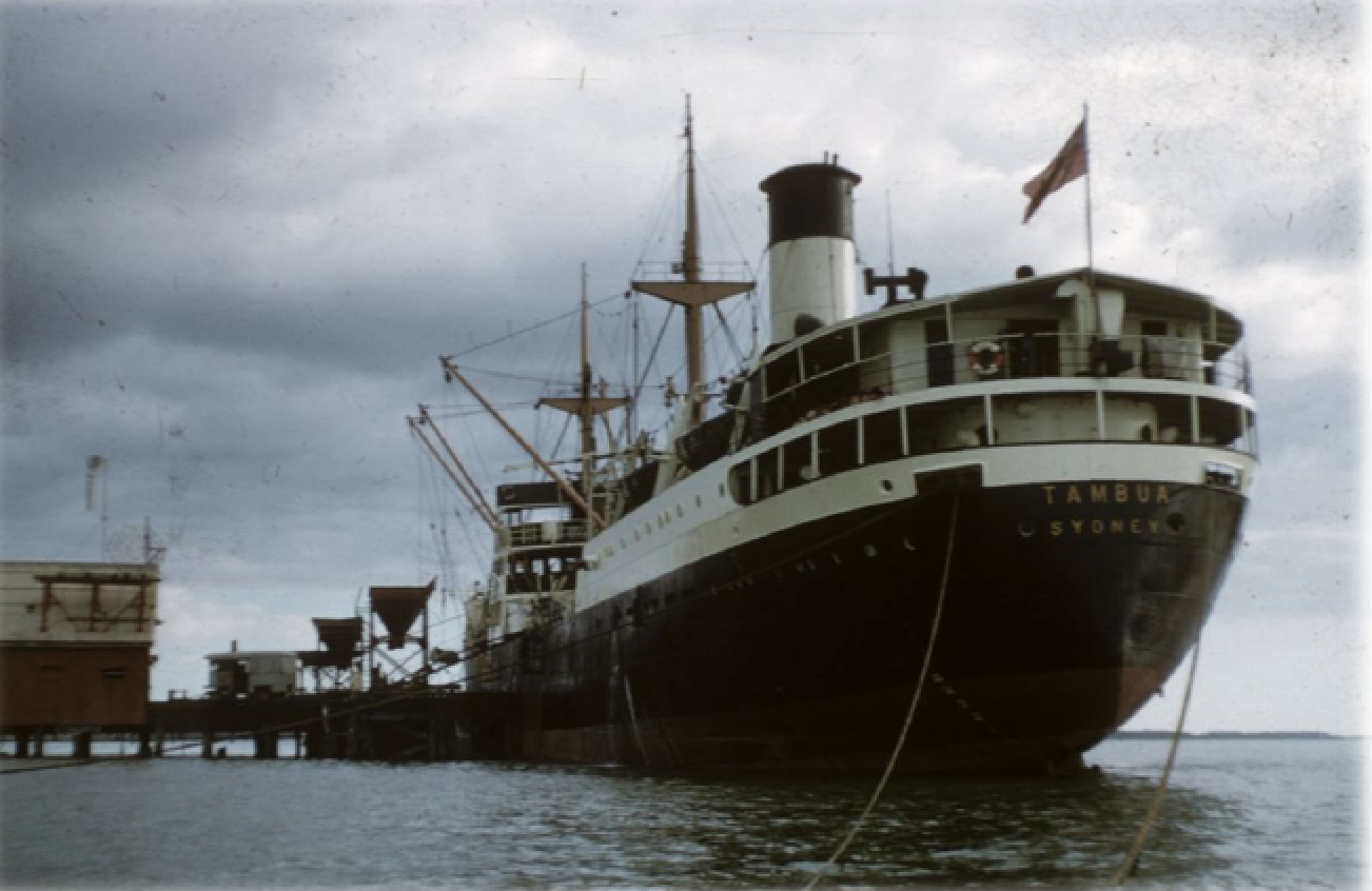 SS Tambua in the 1960s loading molasses at Lautoka