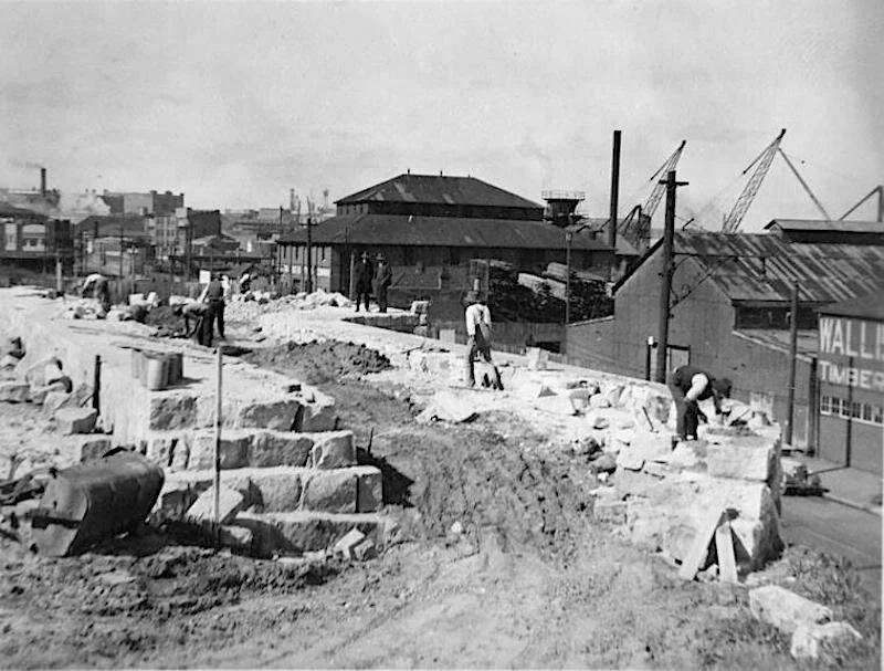 Pyrmont Destructor Saunders St 1934-35. Incinerator being built