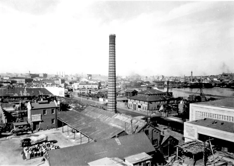 Pyrmont Destructor 1934. Incinerator under construction on right