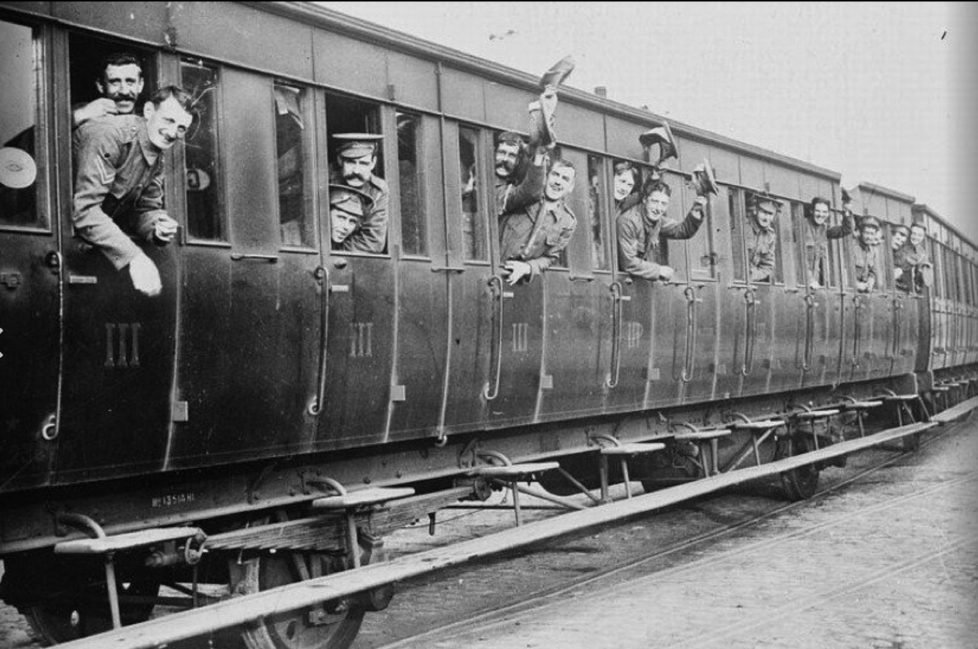 Troops pass through France by train