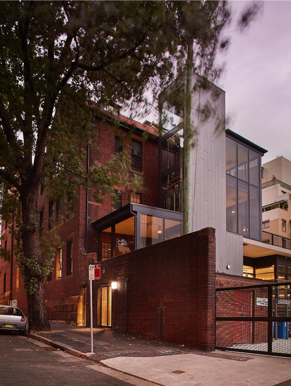 View of rear of the station; old and new together