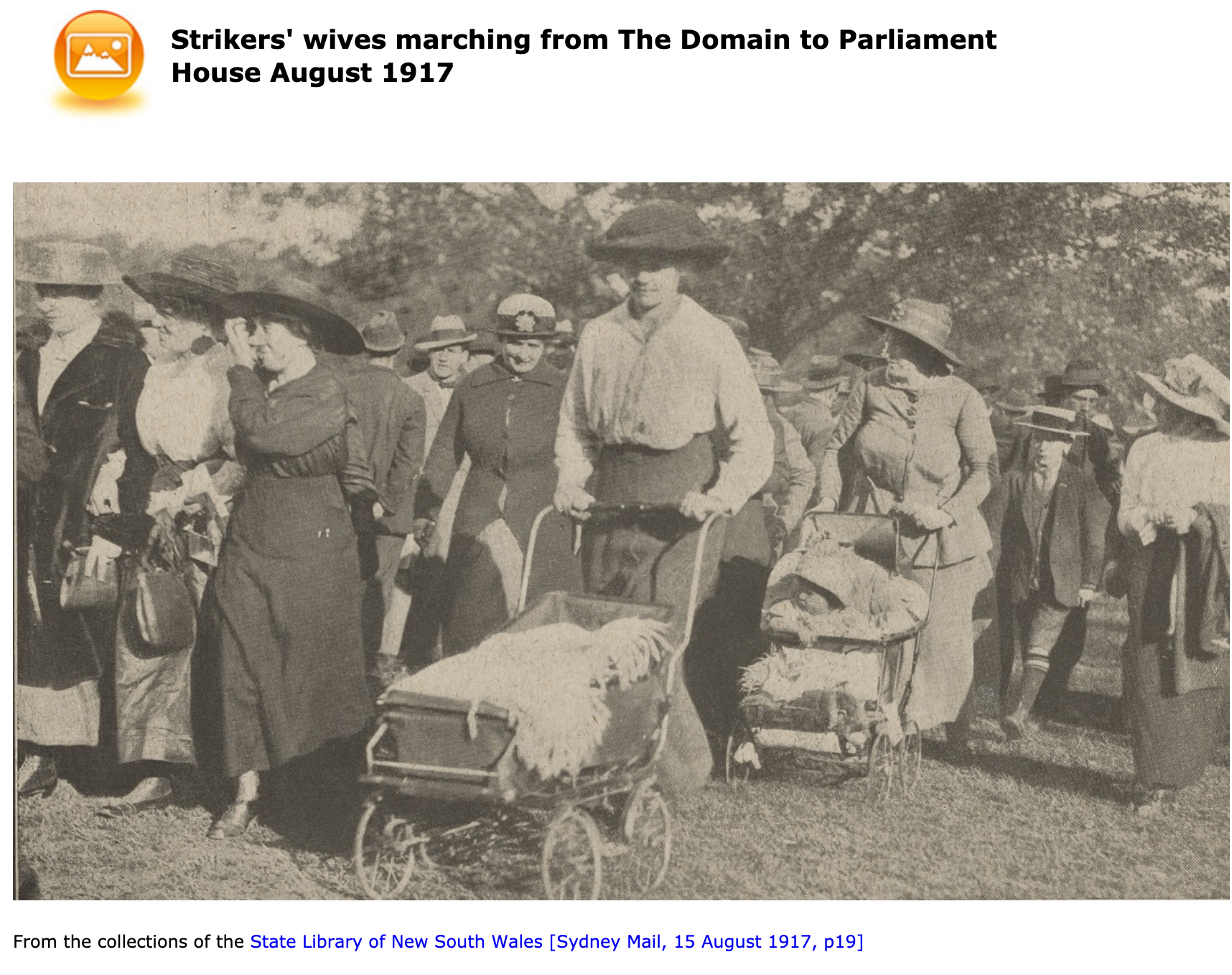 Strikers' wives marching from the Domain to Parliament House
