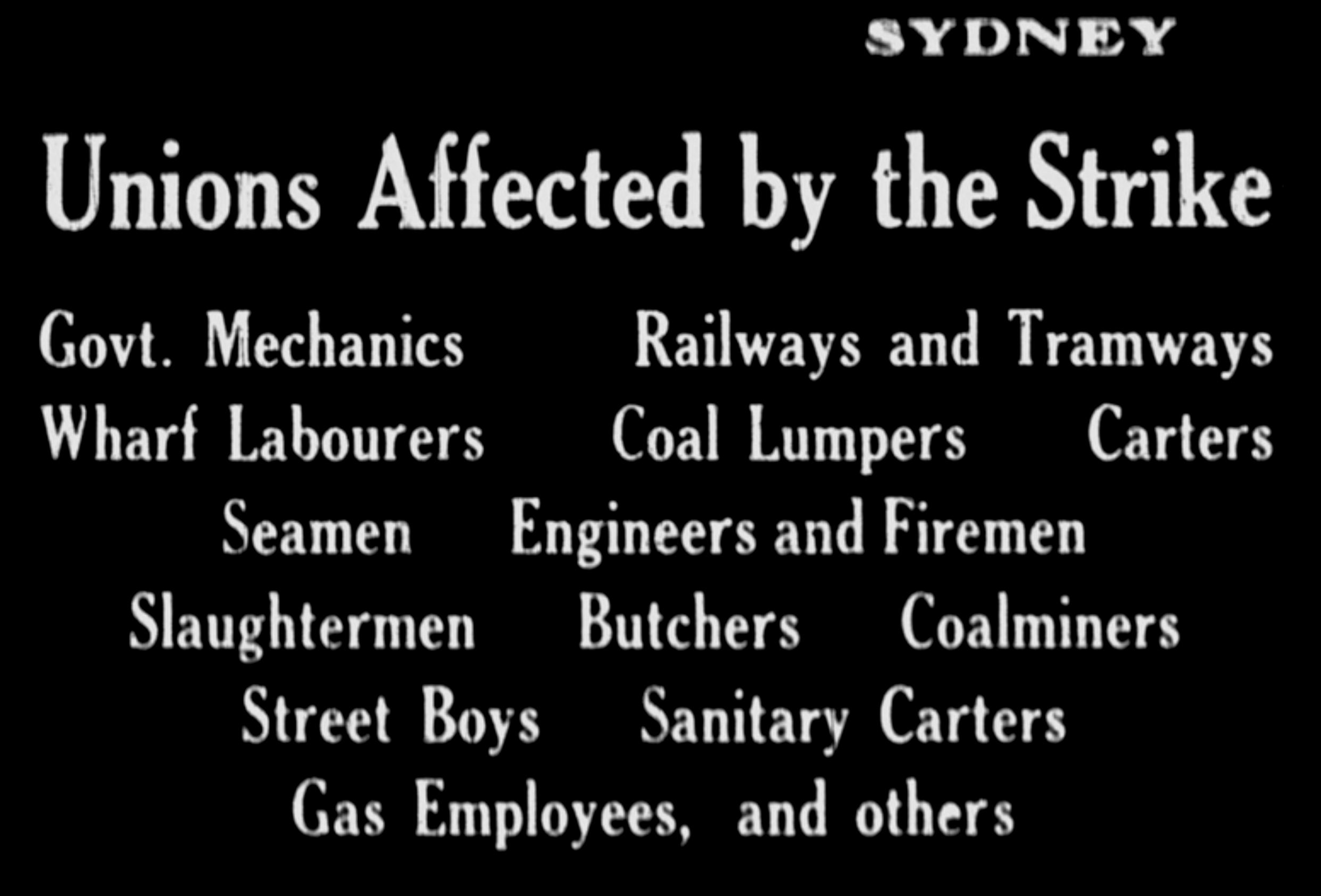 Unions Affected by the Strike