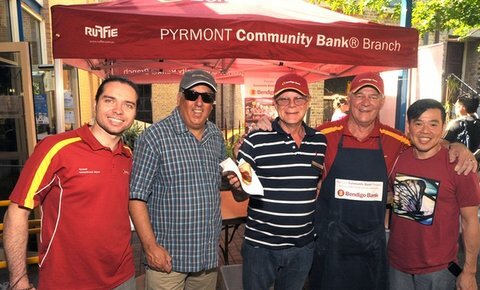 Bank staff and board at Christmas in Pyrmont