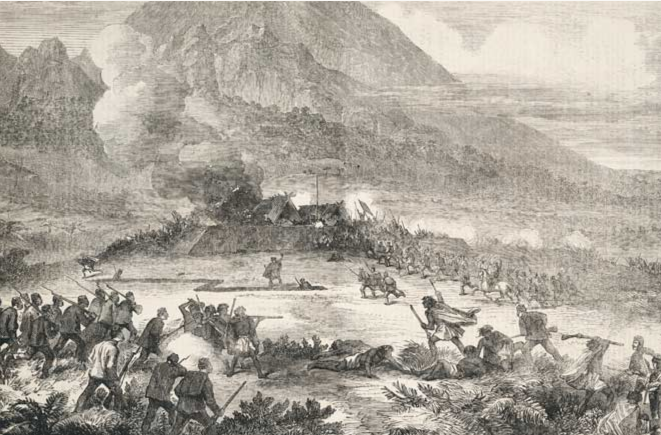 Failed attack on Maori stronghold by British forces 1868