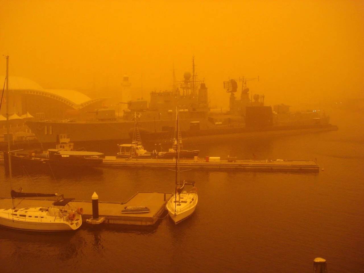 Submarine, destroyer and small boats