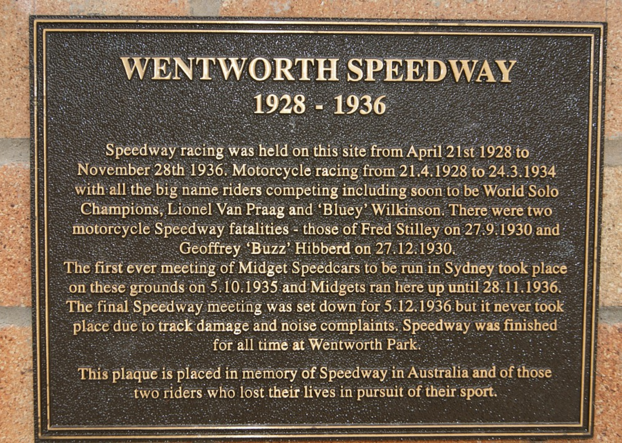Speedway remembrance plaque mounted December 2012