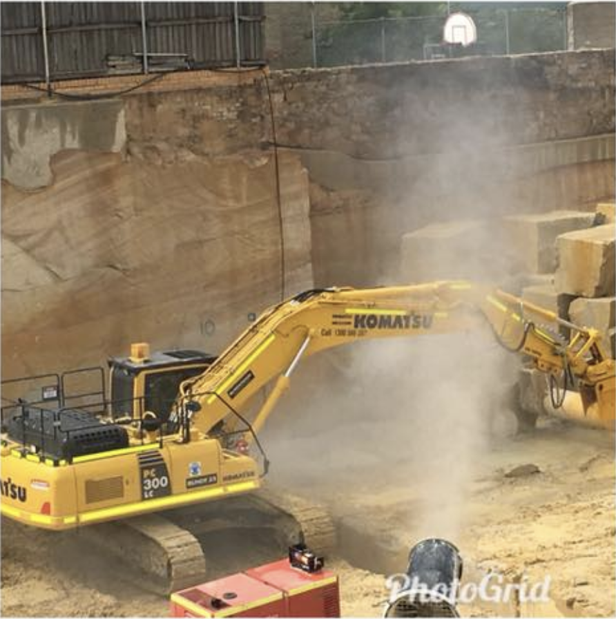 Harvesting sandstone on the Harris Street-Mount Street site