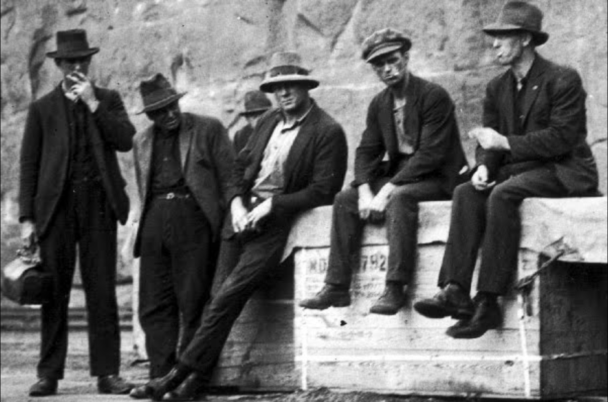 Wharfies waiting to be picked for work