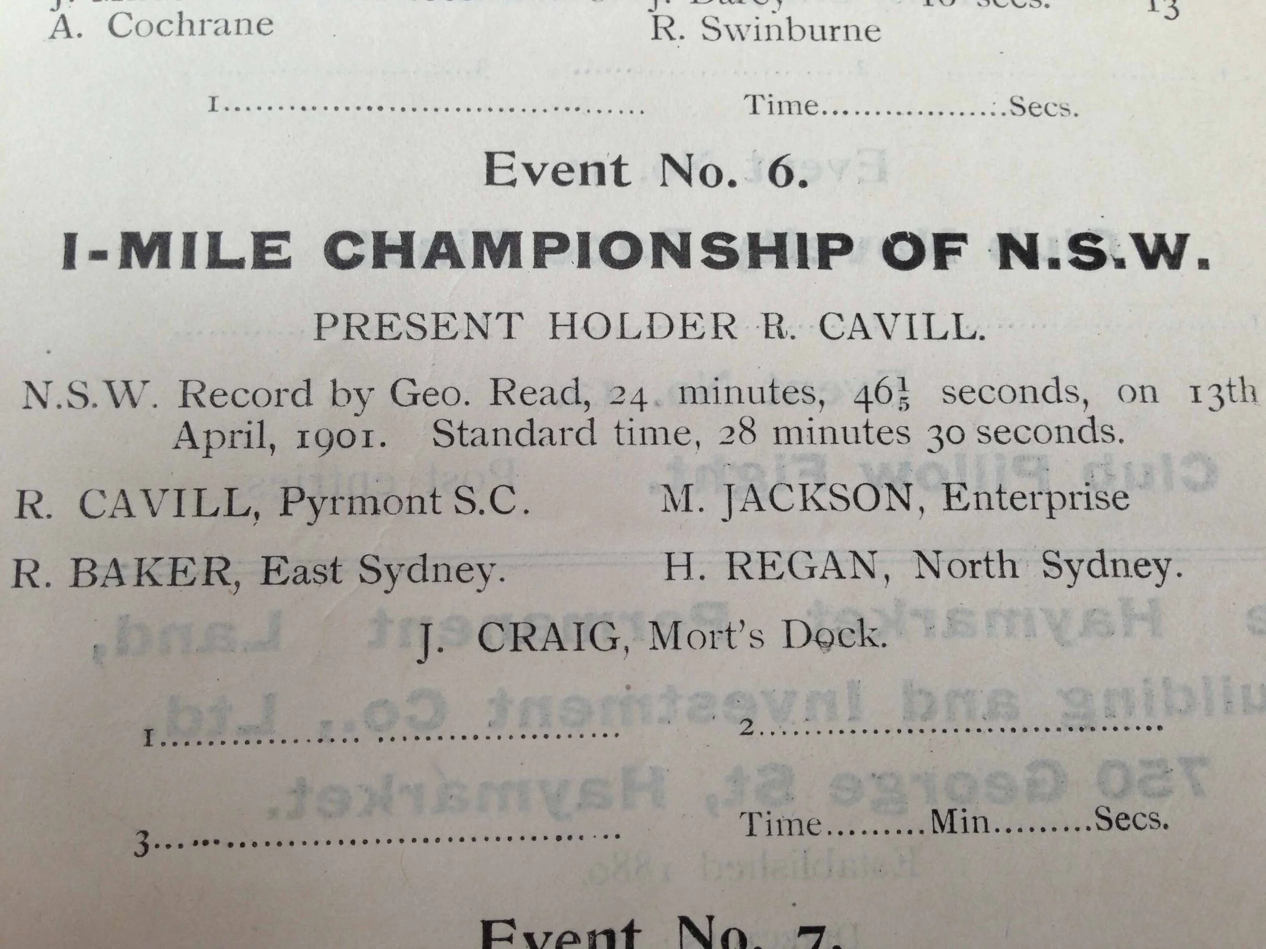 1 Mile Race 1903