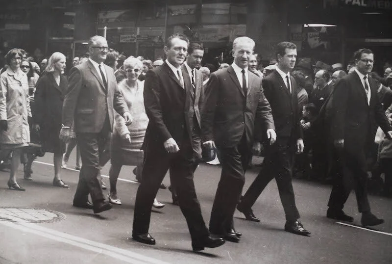 Phillip O'Toole in the 8 hour day parade 1966