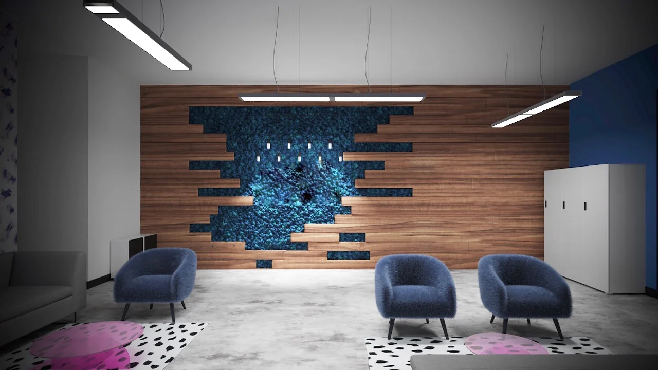 Rendering of reindeer moss wall for personal space commercial client